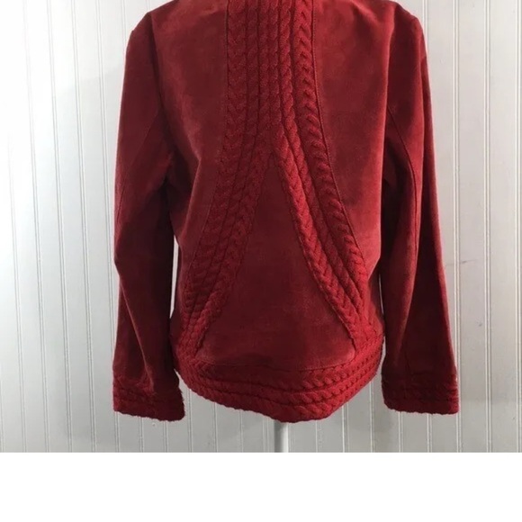 Cold Water Creek Red 100% Genuine Suede Leather Blazer Jacket Size Medium Unworn - Picture 3 of 11